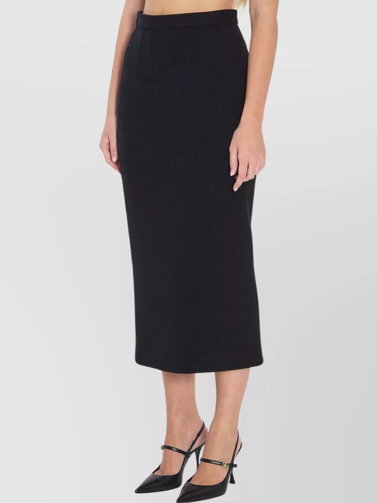 Dolce & Gabbana Virgin Wool Fitted Skirt Pleats In Black