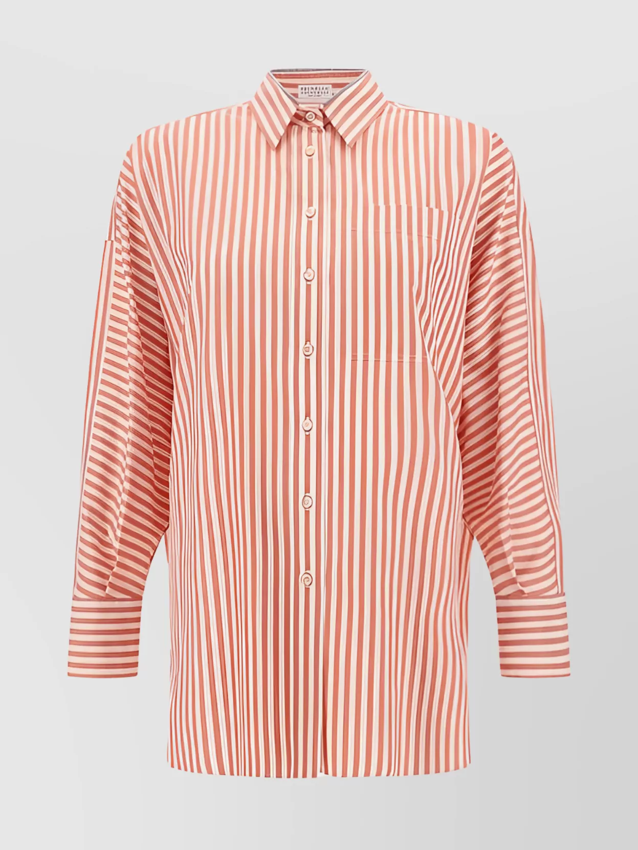 Shop Brunello Cucinelli Oversized Striped Cotton Shirt With Adjustable Cuffs