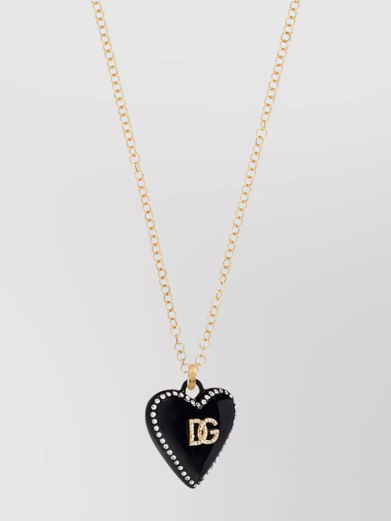 Dolce & Gabbana Rhinestone Heart Pendant Metal Necklace