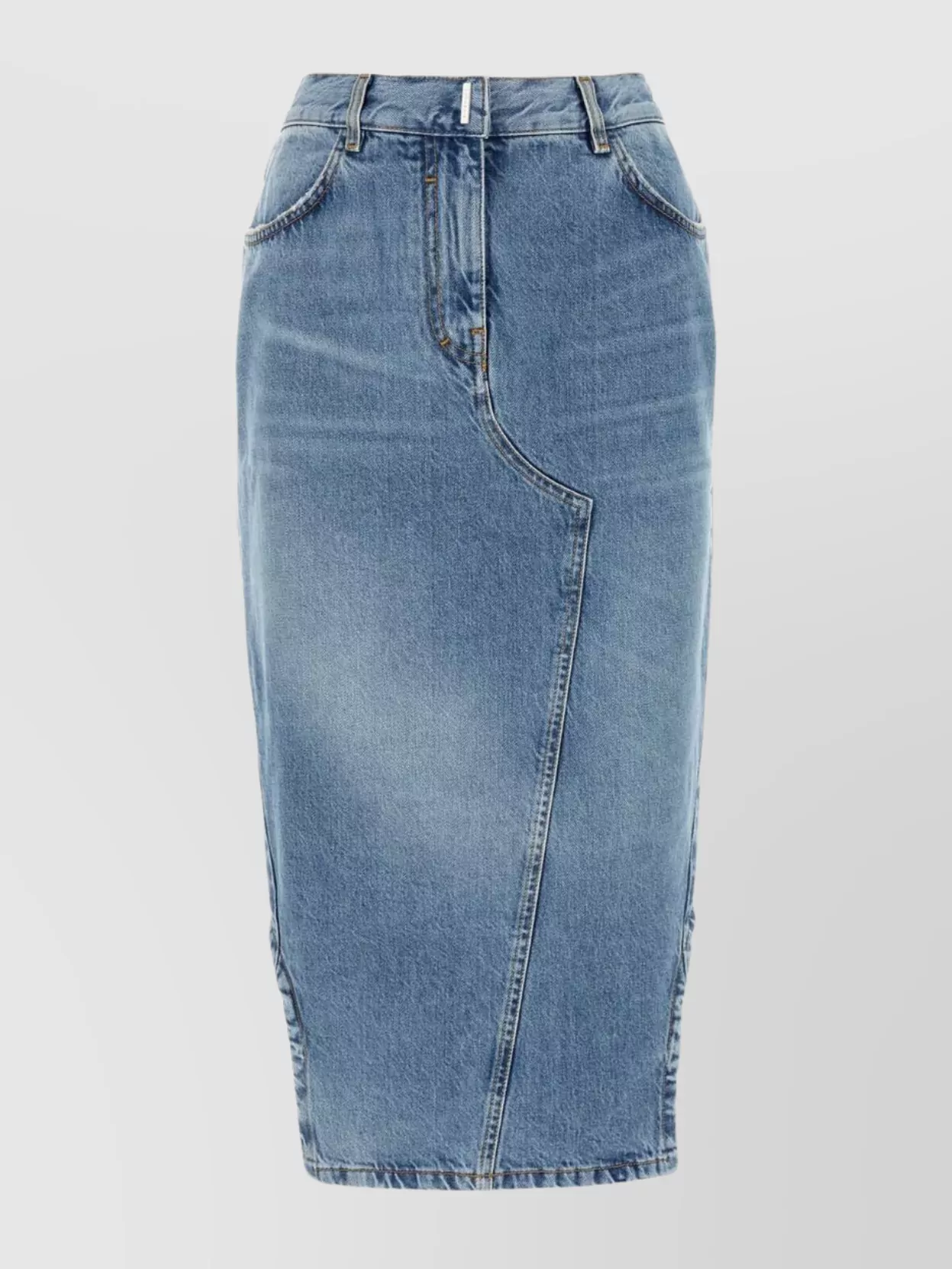 Shop Givenchy Denim Midi Skirt Back Pockets