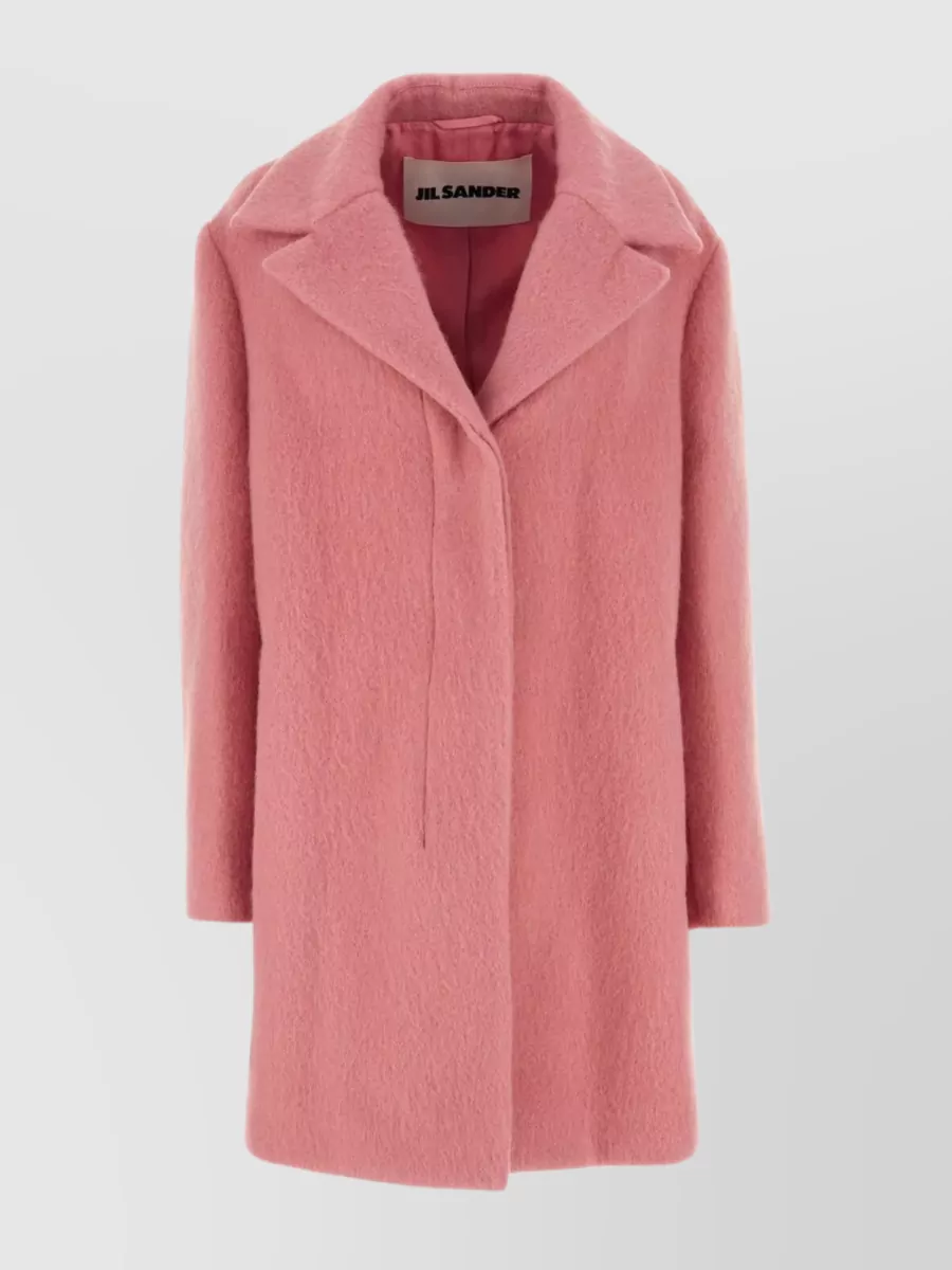 Jil Sander Structured Wool Blend Coat With Notch Lapel In Red