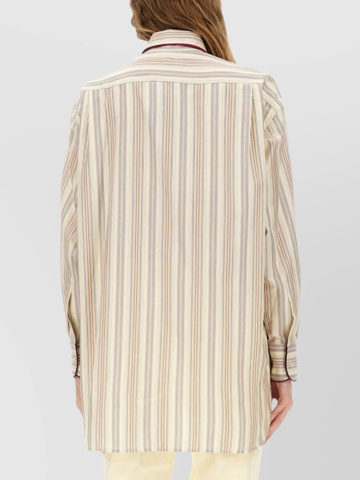 Etro Striped Long Sleeve Top With Chest Pocket