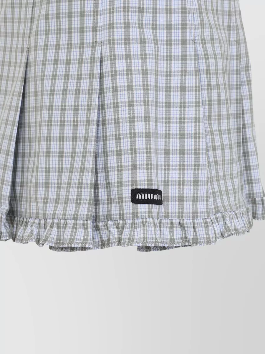 Miu Miu Checked Pleated Mini Skirt