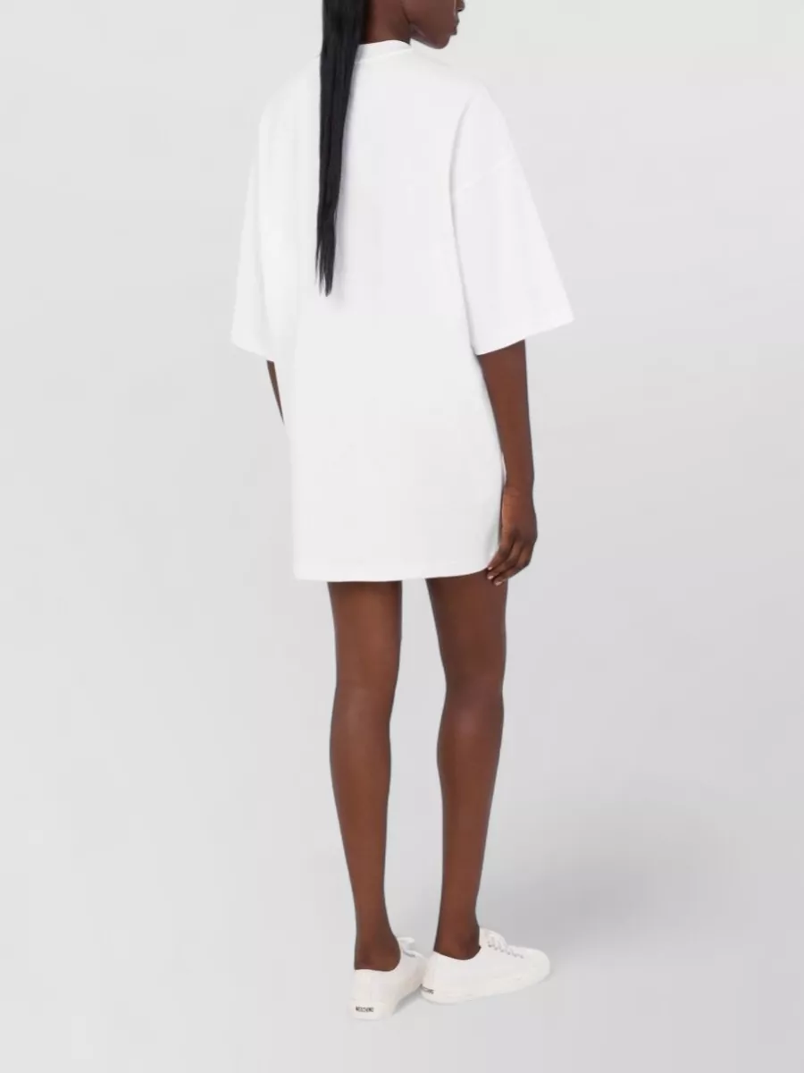 Moschino Crew Neck Graphic Print Silk Blend Dress