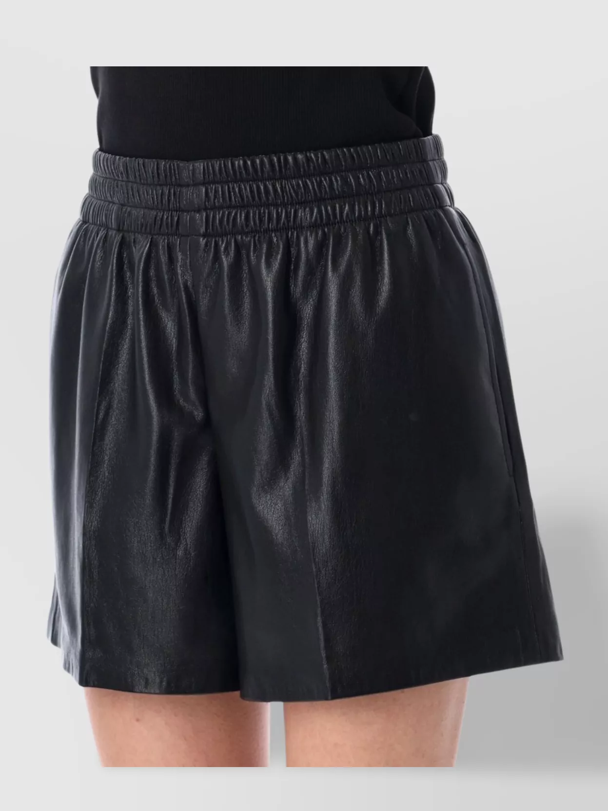 Anine Bing High-rise Vegan Leather Shorts With Elastic Waistband