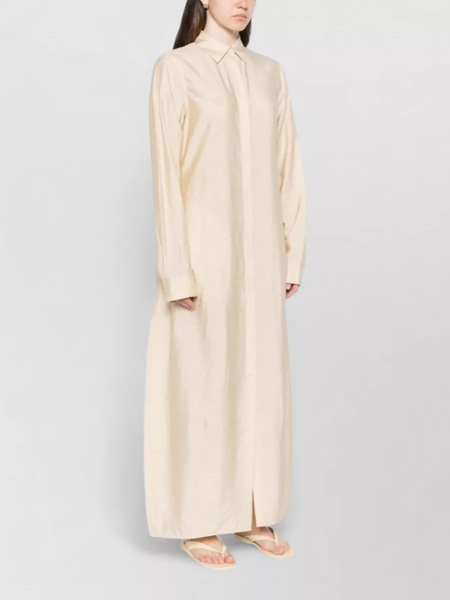 Totême Silk Collared Long-Sleeve Maxi Dress