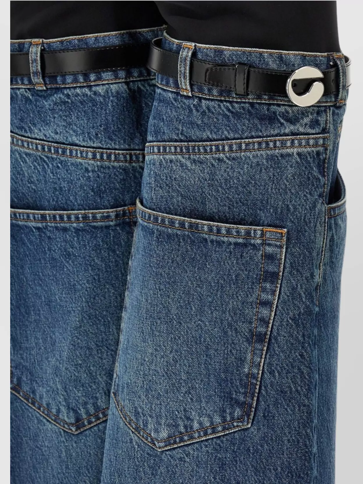 Shop Coperni Trousers Wide Leg Contrast Design
