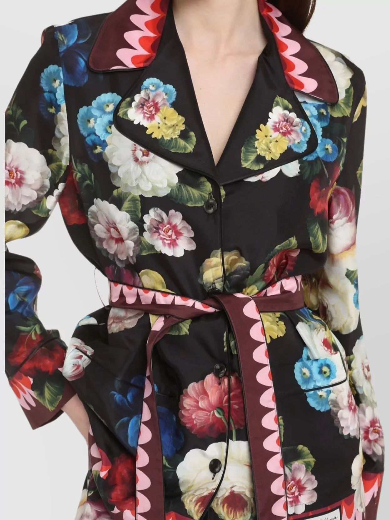 Dolce&Gabbana Floral Pattern Silk Pajama Blouse