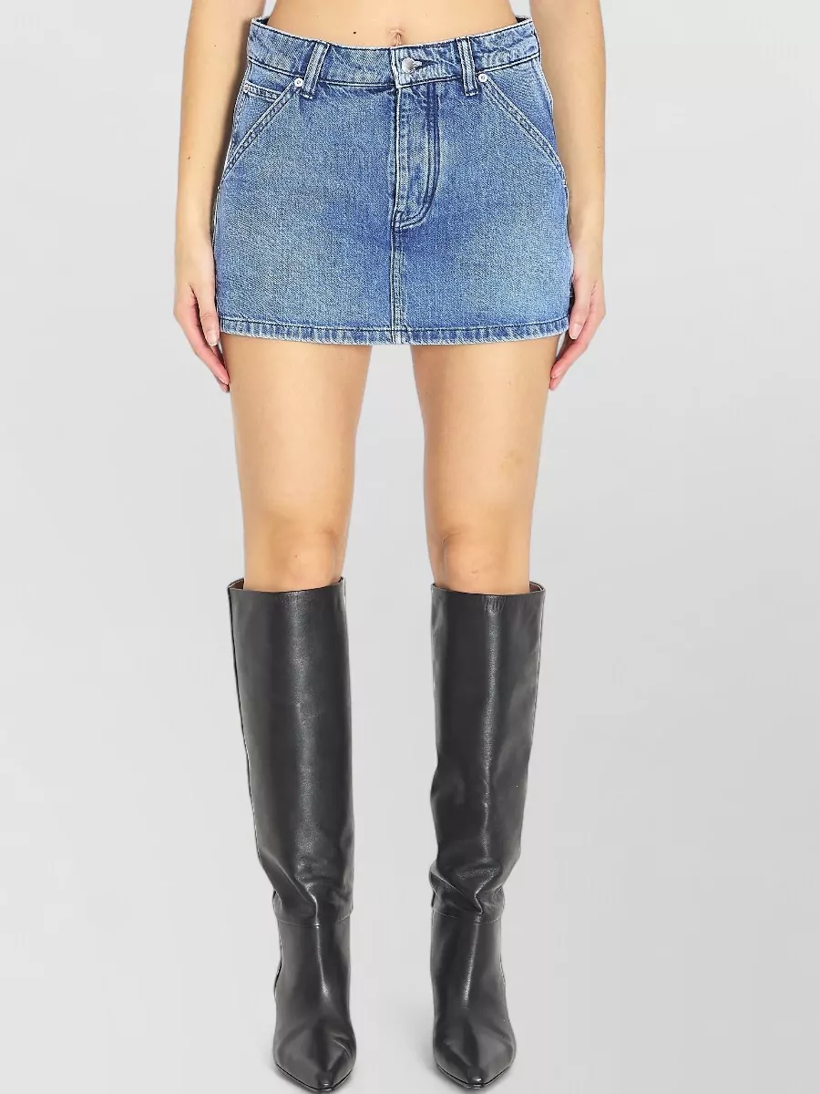 Alexander Wang Denim High Waist Carpenter Mini Skort