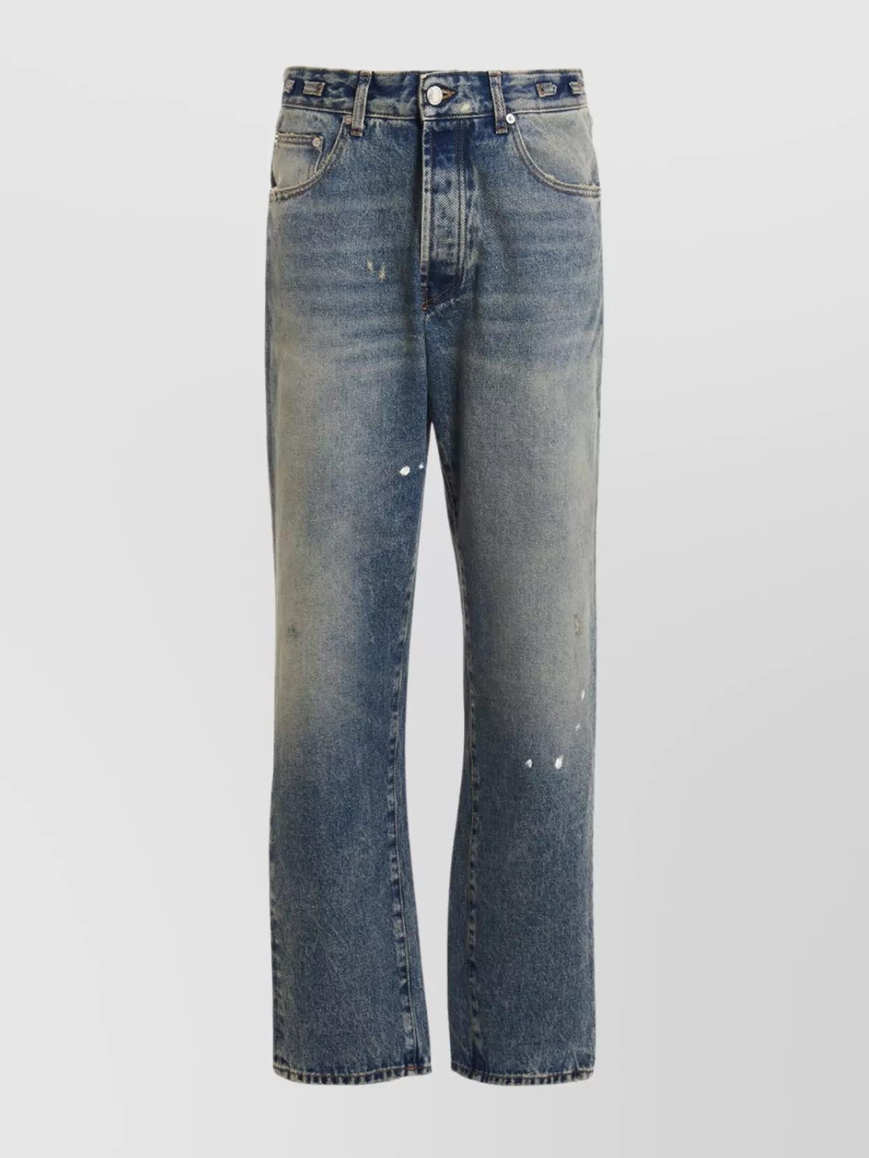 Darkpark 'mark' Distressed Faded Jeans With Belt Loops In Blue
