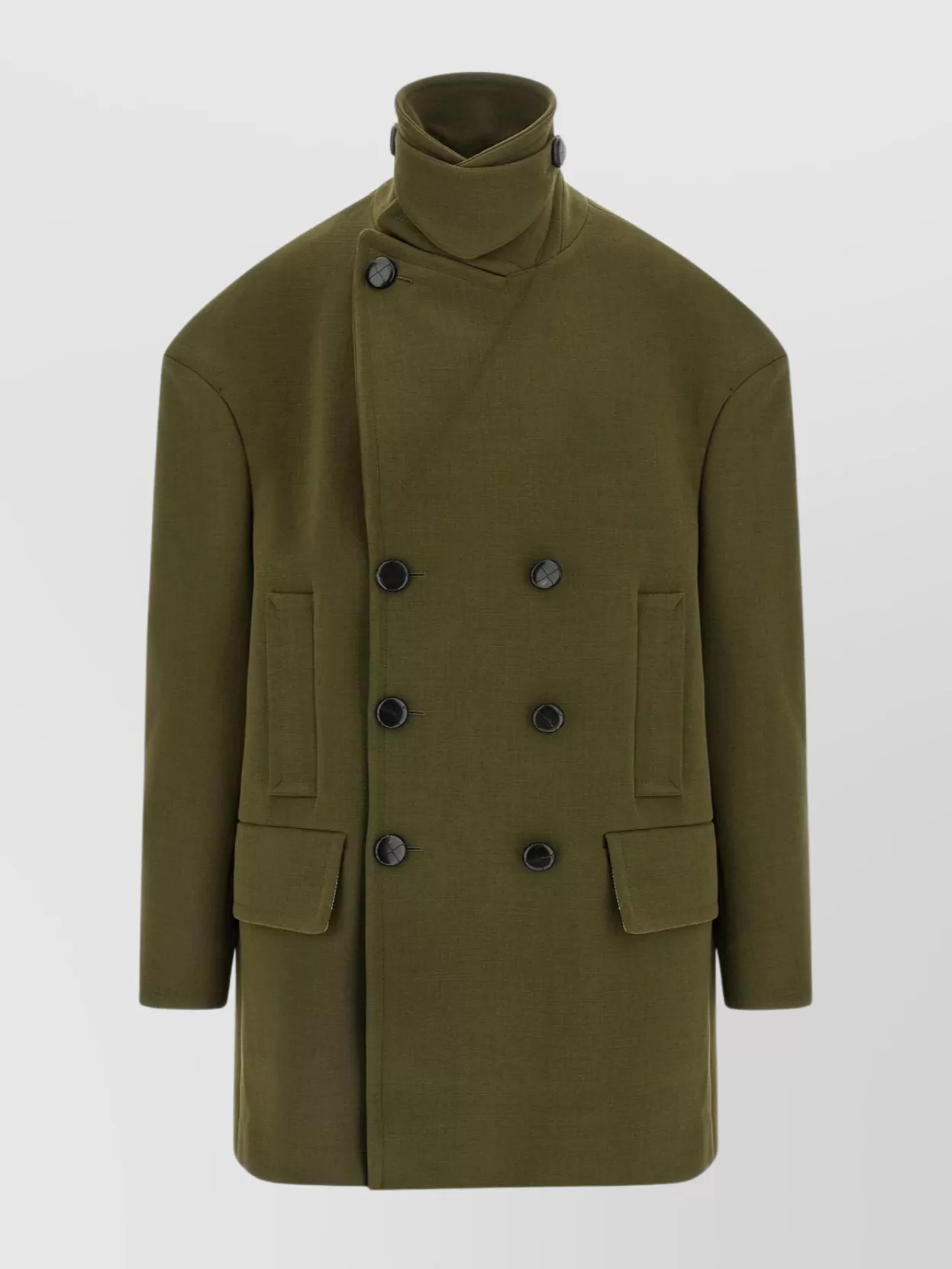 Namacheko Double-Breasted Coat Featuring Structured Shoulders