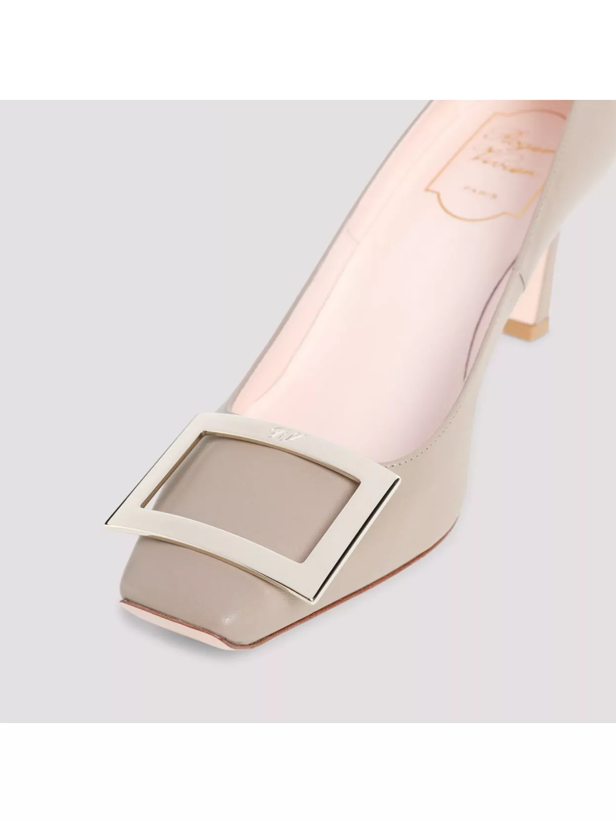 Roger Vivier Slanted Heel Calf Leather Pumps