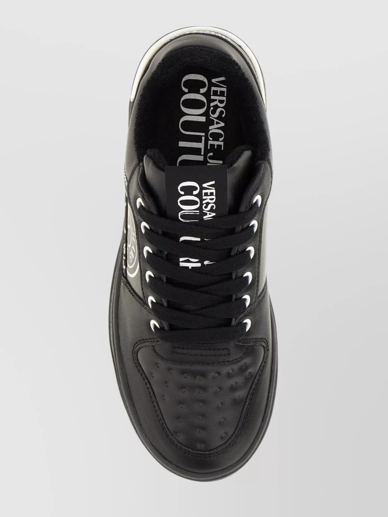 Versace Jeans Leather Low-top Sneakers Ankle Padded In Black