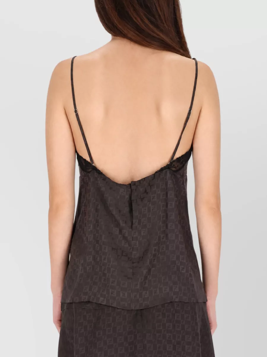 Fendi Jacquard Ff Dress V Neck Lace