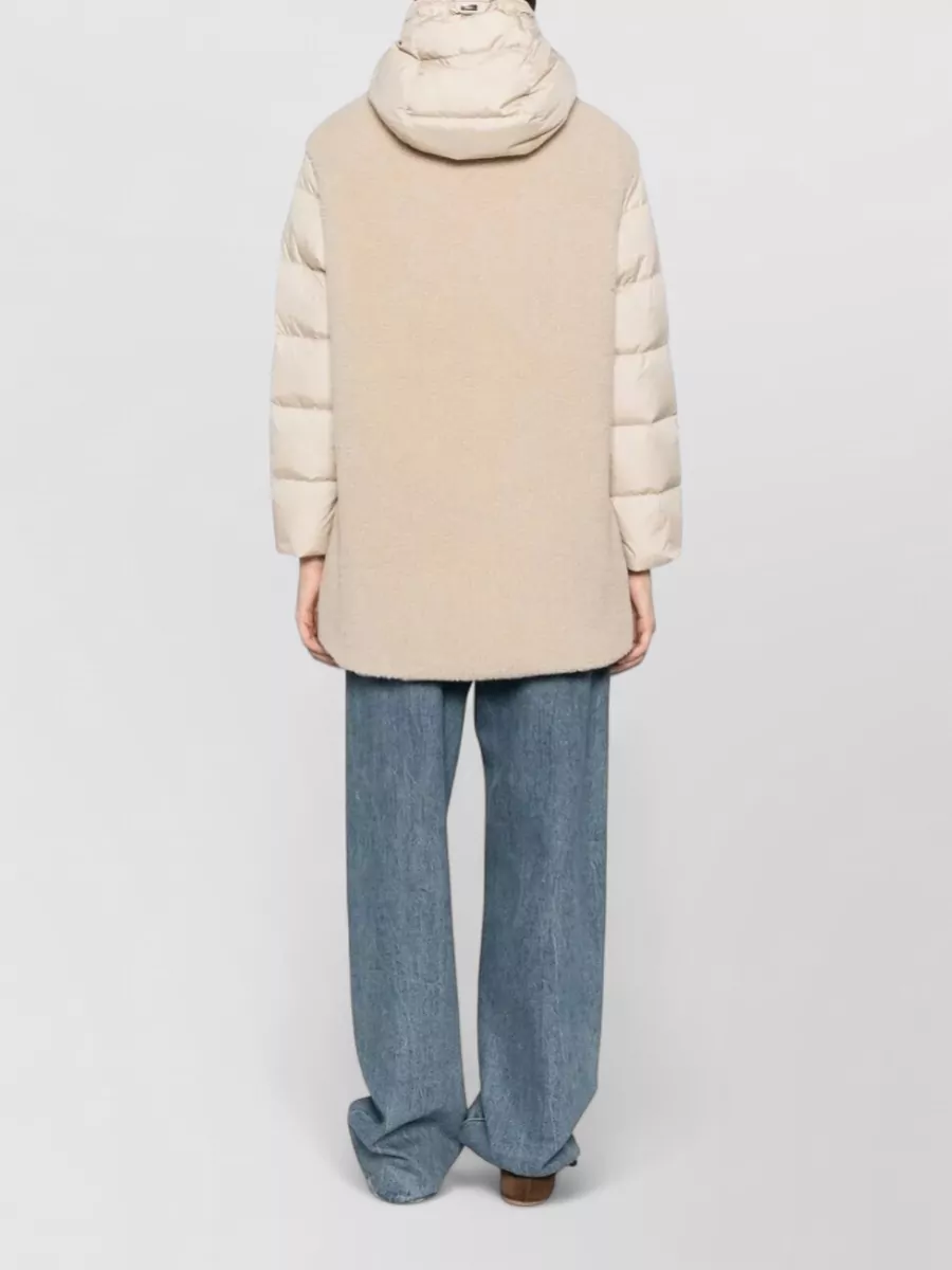 Herno Paneled Quilted Faux Shearling Oversized Coat