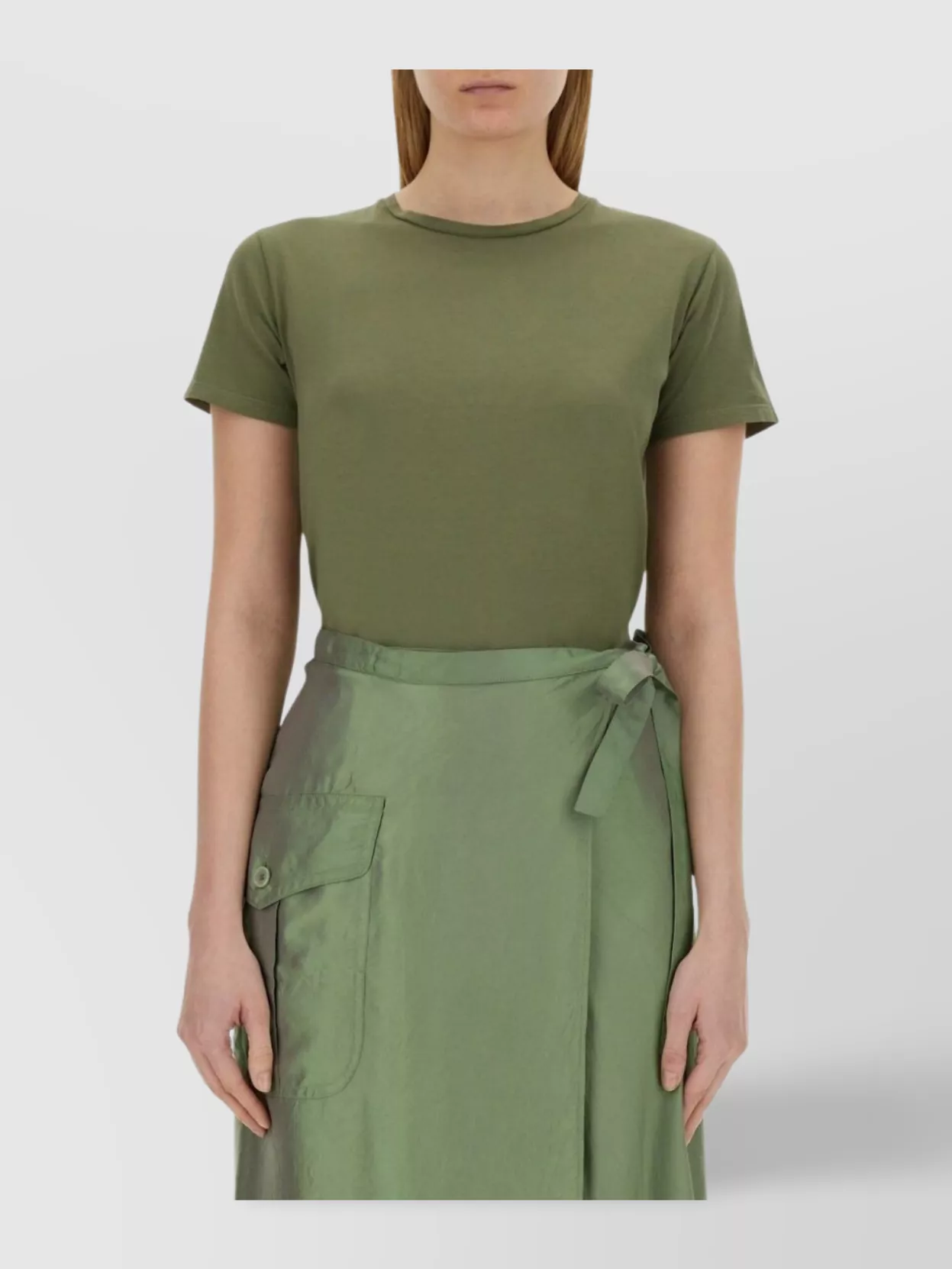 Shop Aspesi Cotton T-shirt With Side Pocket And Tie Waist