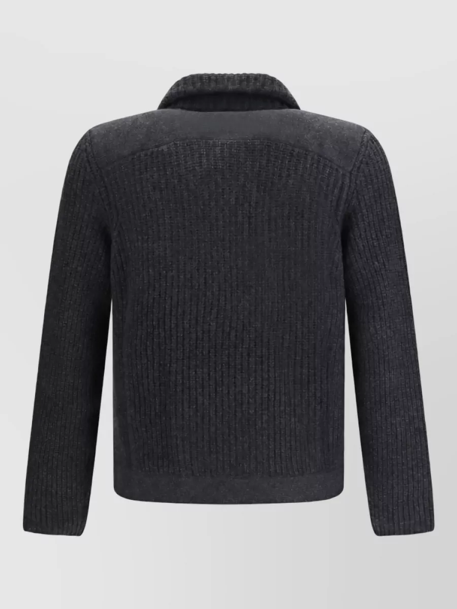 Brunello Cucinelli Cashmere Ribbed Double Breasted Coat