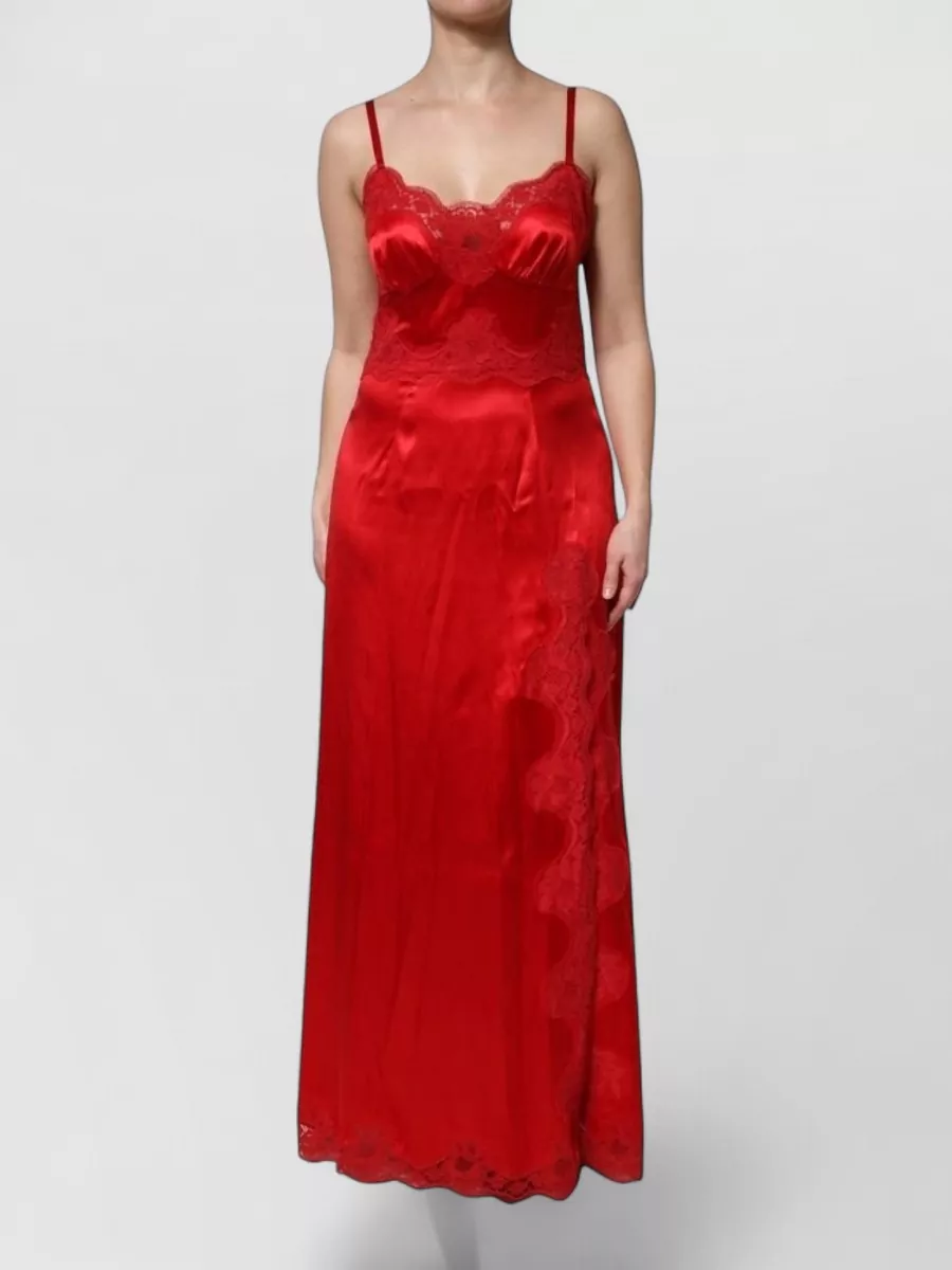 Dolce&Gabbana silk lace trim sleeveless maxi nightdress