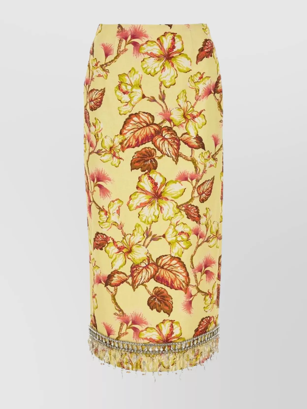 Shop Zimmermann Back Slit Pencil Skirt In Printed Linen In Cream