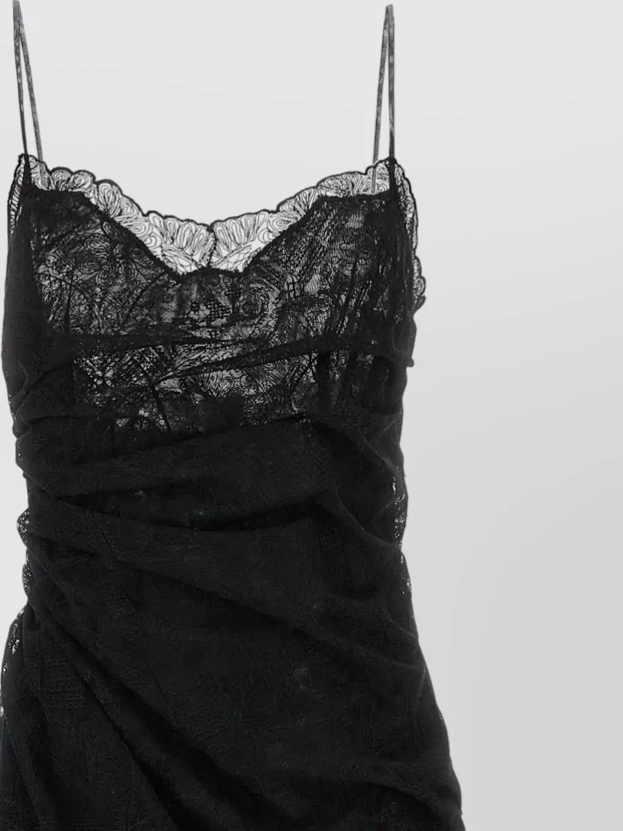 Ermanno Scervino Lace Draped Sleeveless Maxi Dress