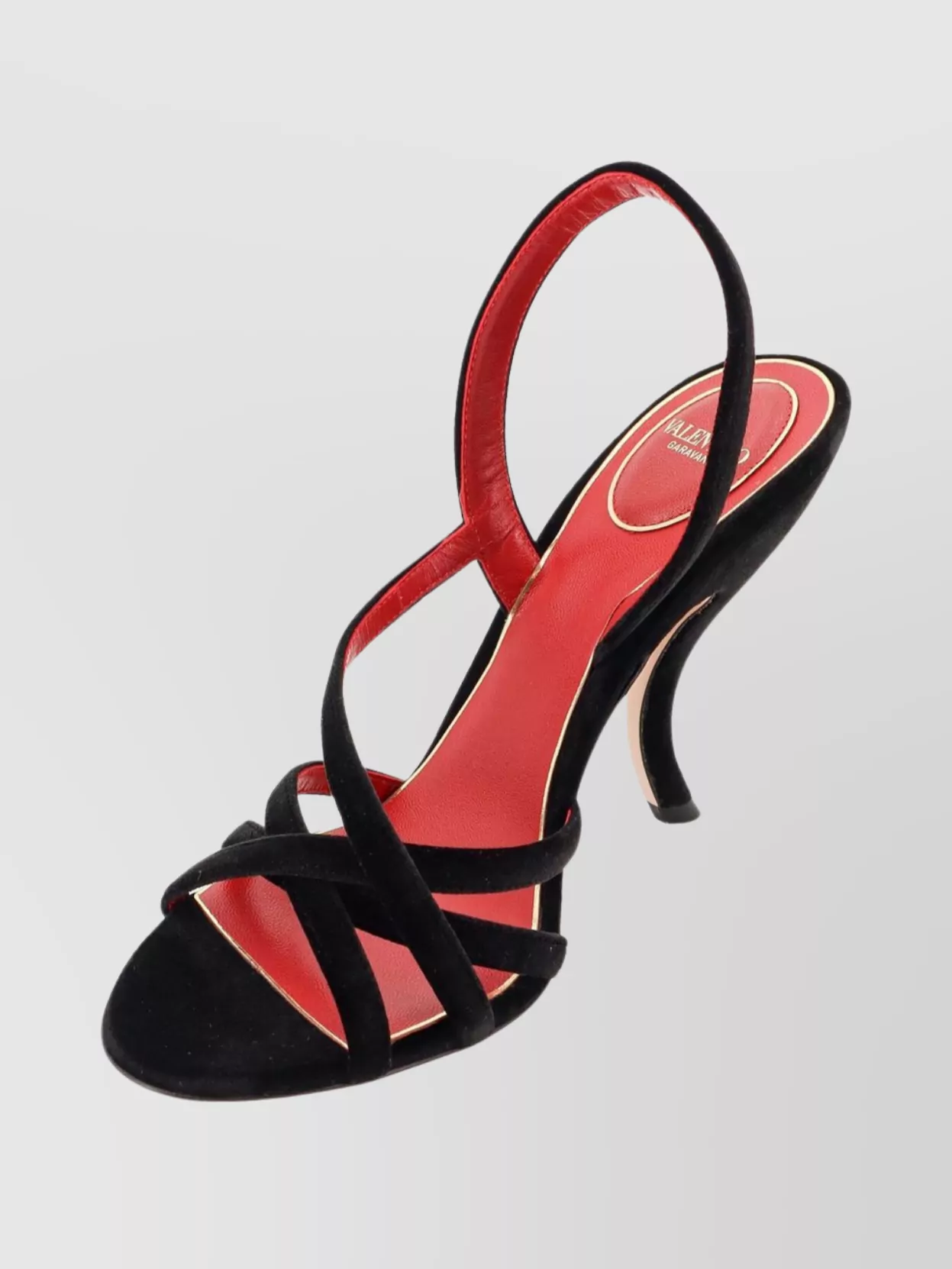 Valentino Garavani Velvet Strappy Sandals Curved Heel