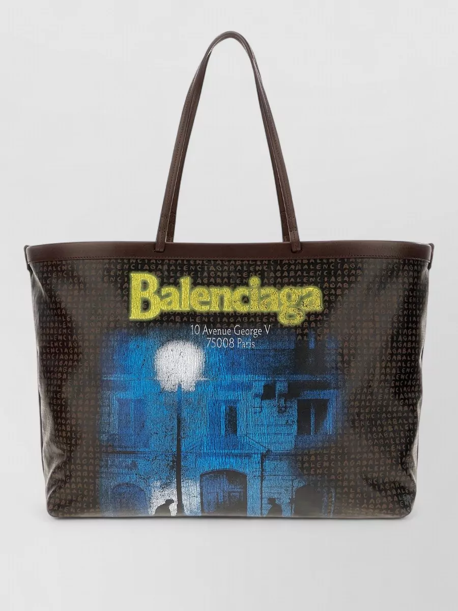 Balenciaga shopping large canvas printed tote bag