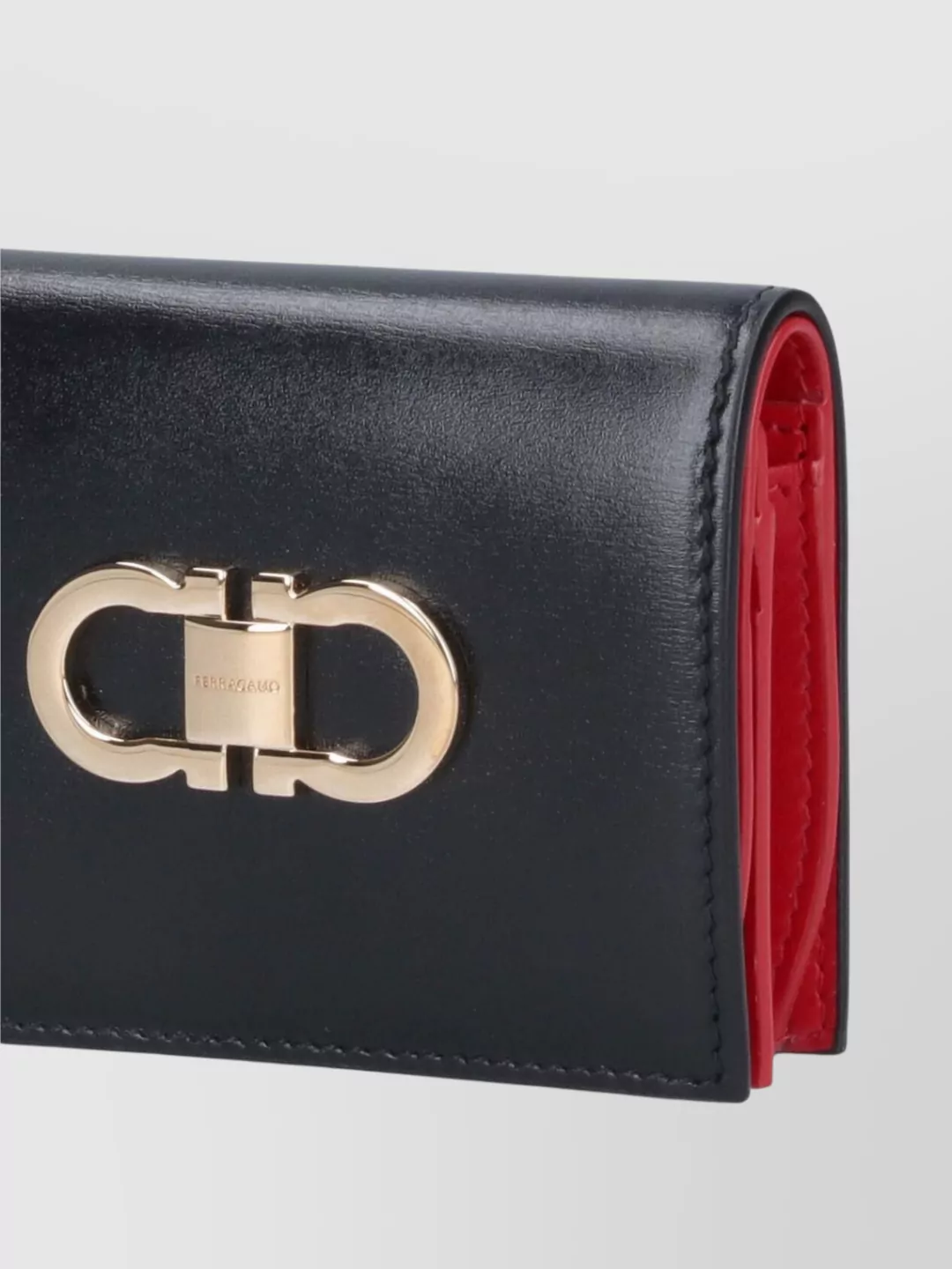 Ferragamo Clutch Foldover Gold-Tone Accents