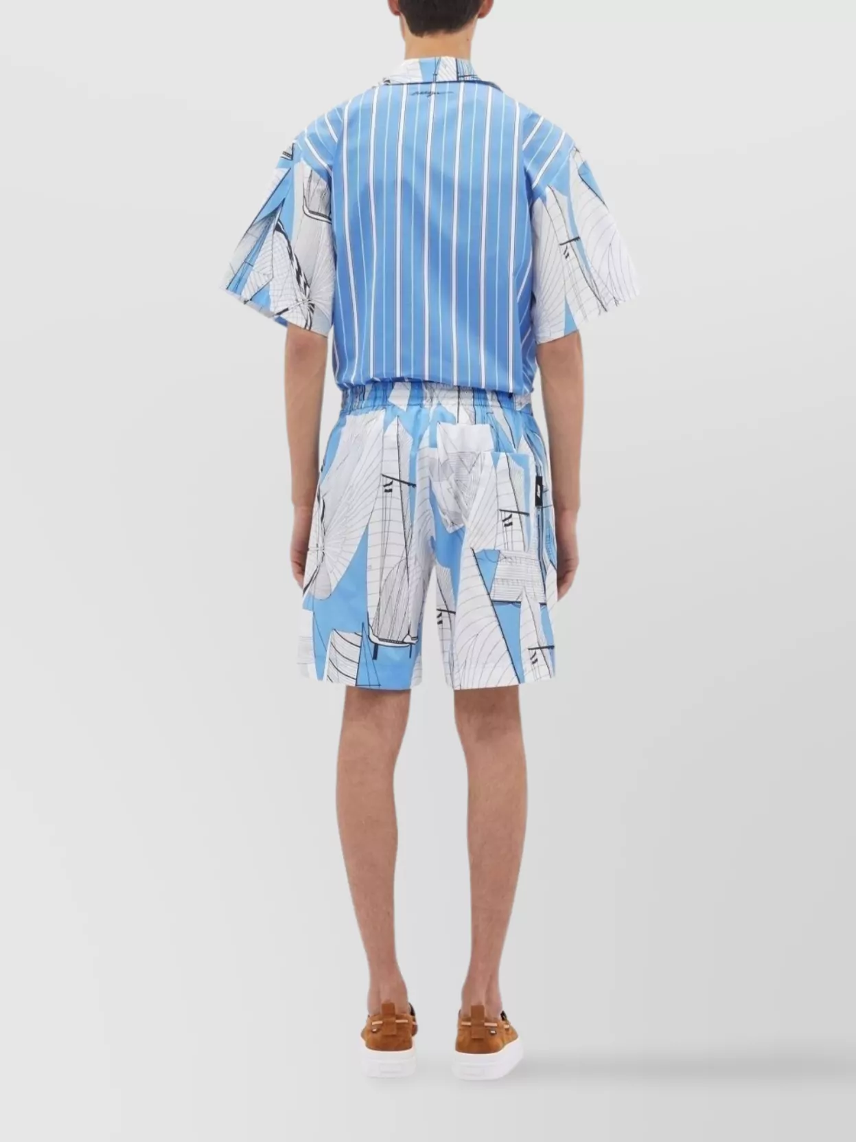 Msgm Printed Elastic Waistband Bermuda Shorts In Brown