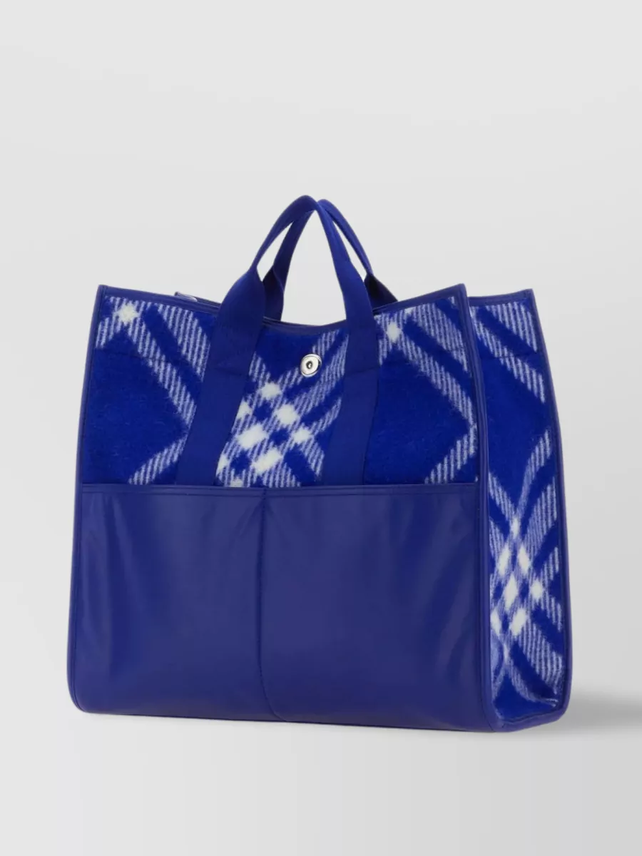 Shop Burberry Knight's Embroidered Tote Bag In Blue