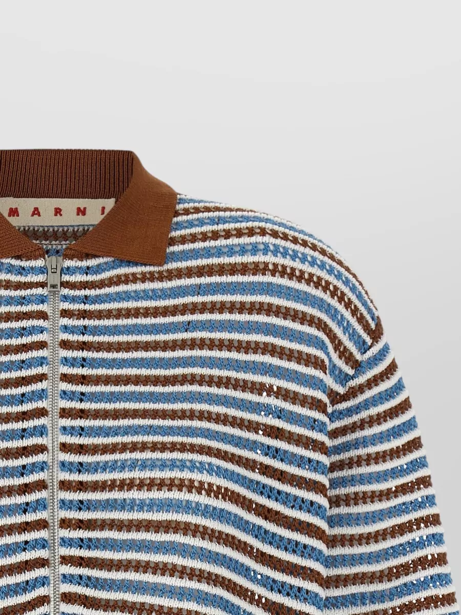 Marni Striped Crochet Cotton Cardigan