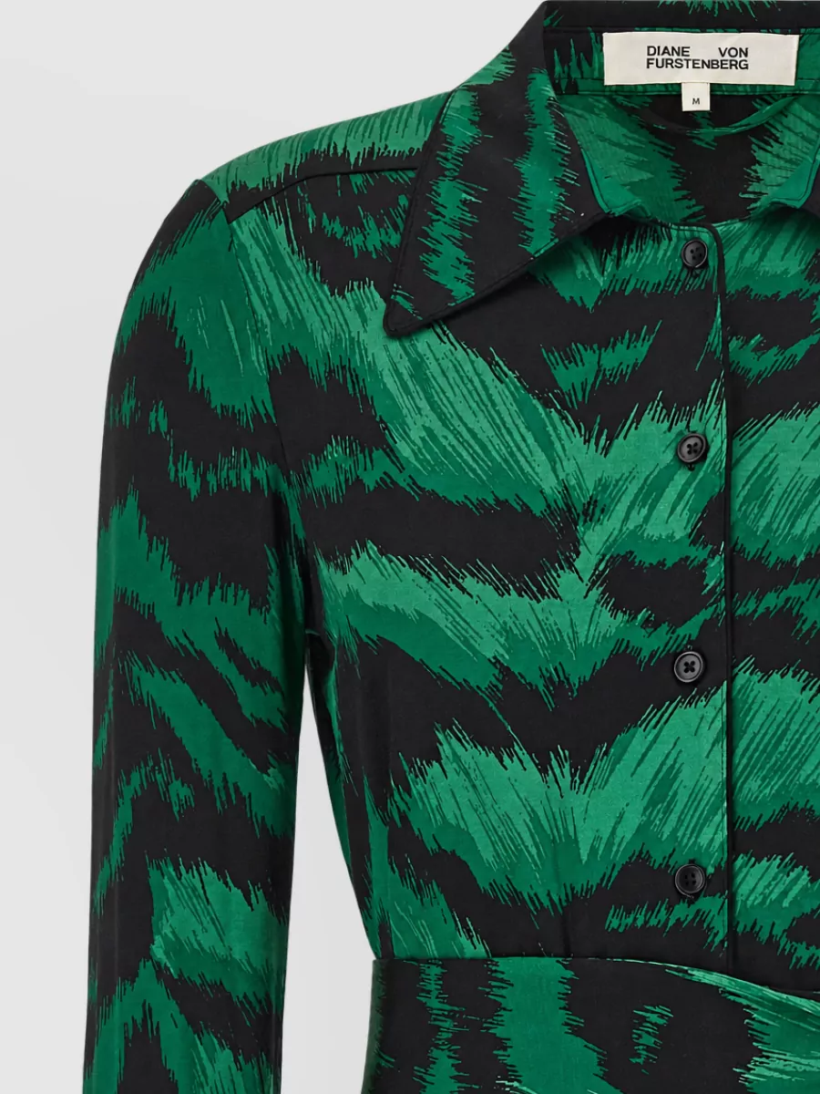Diane Von Furstenberg Printed Midi Shirt Dress