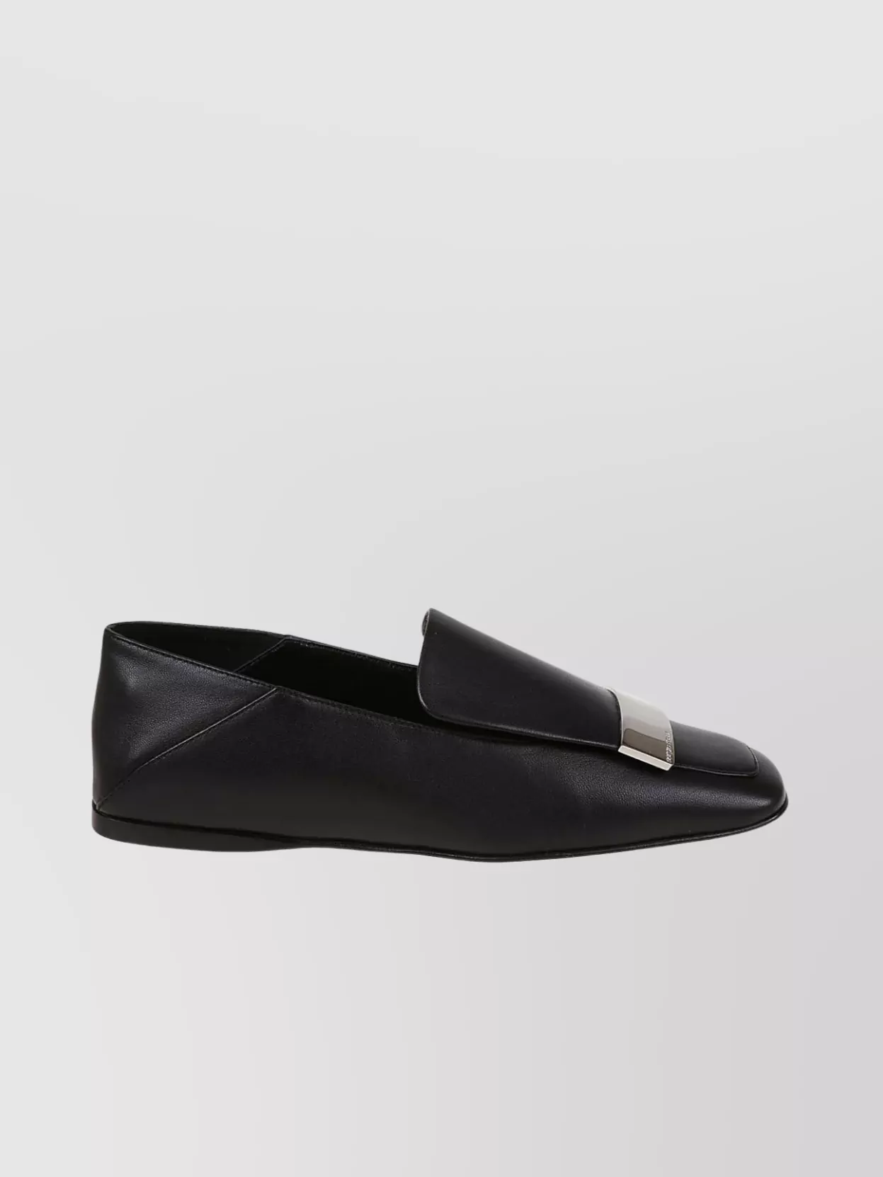 Shop Sergio Rossi Contemporary Square-toe Flat Slip-on In Black