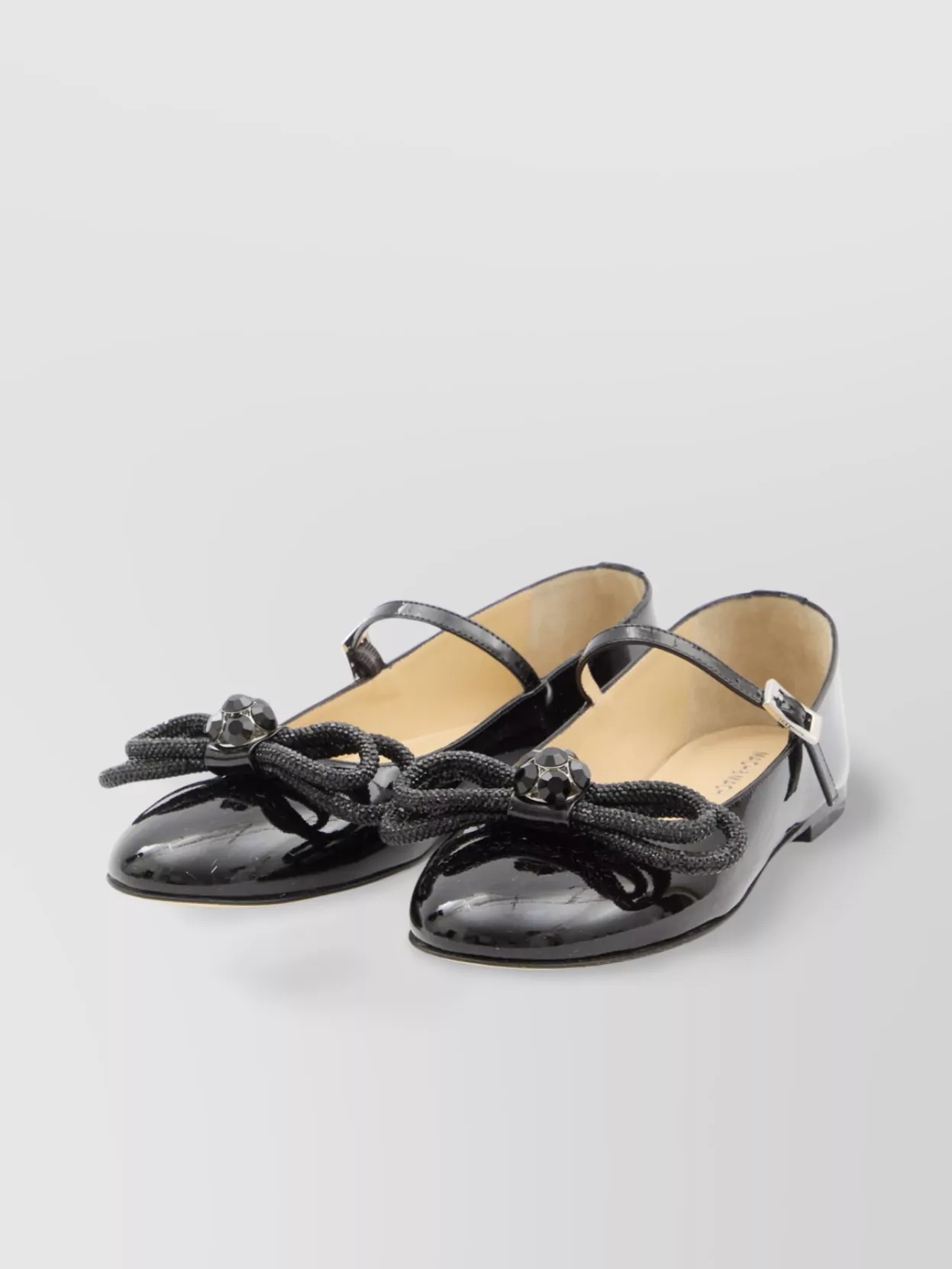 Mach&mach Crystal Embellished Bow Patent Leather Ballerinas