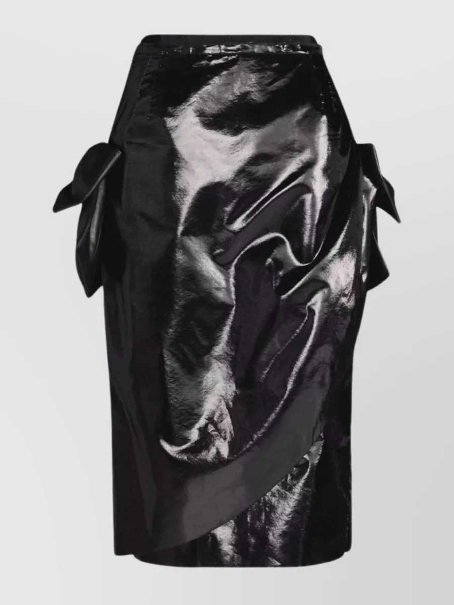 Shop Maison Margiela Midi Skirt With Asymmetric Bow Detail In Black