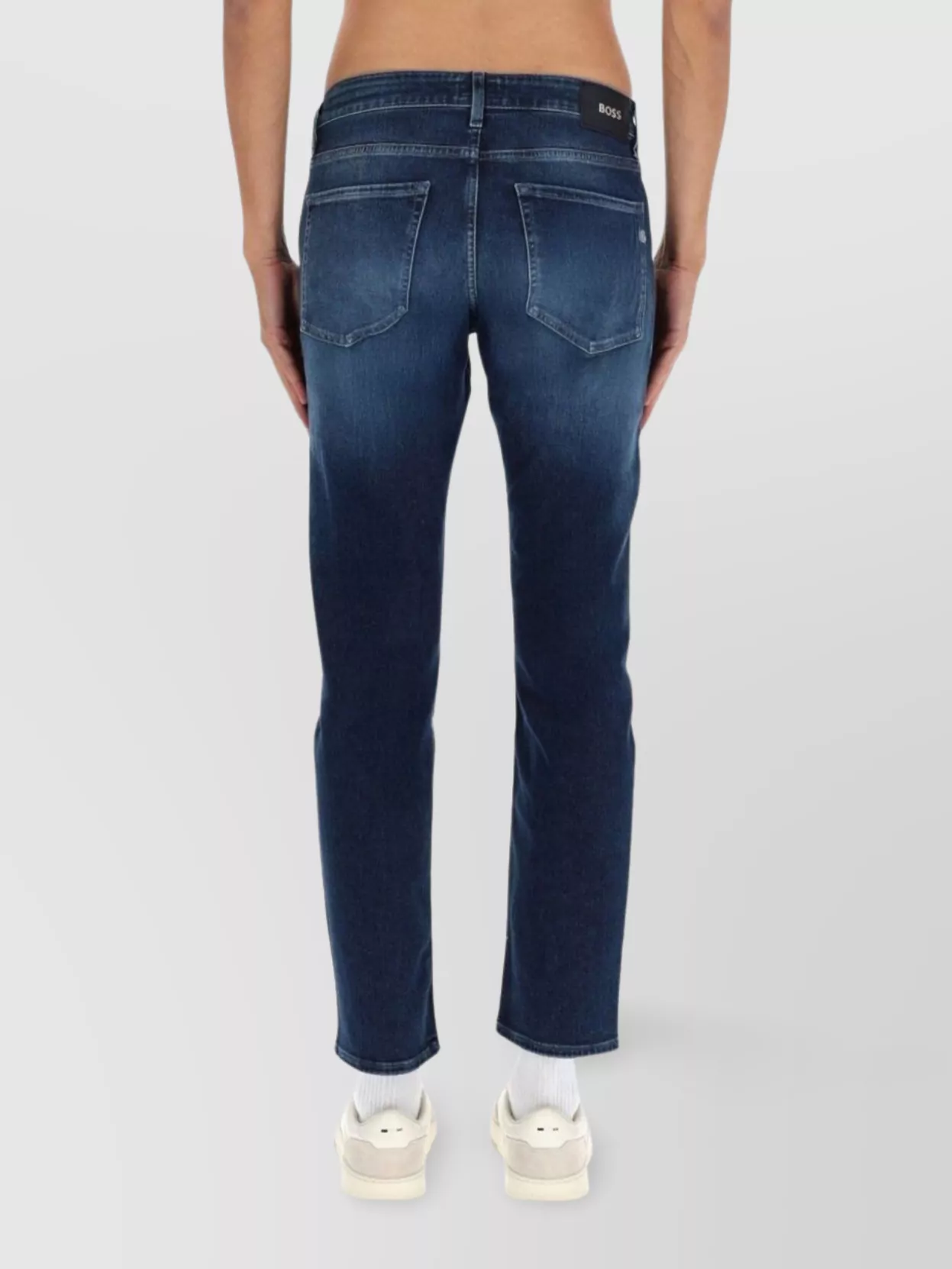 Boss Straight Leg Denim Trousers With Five Pockets
