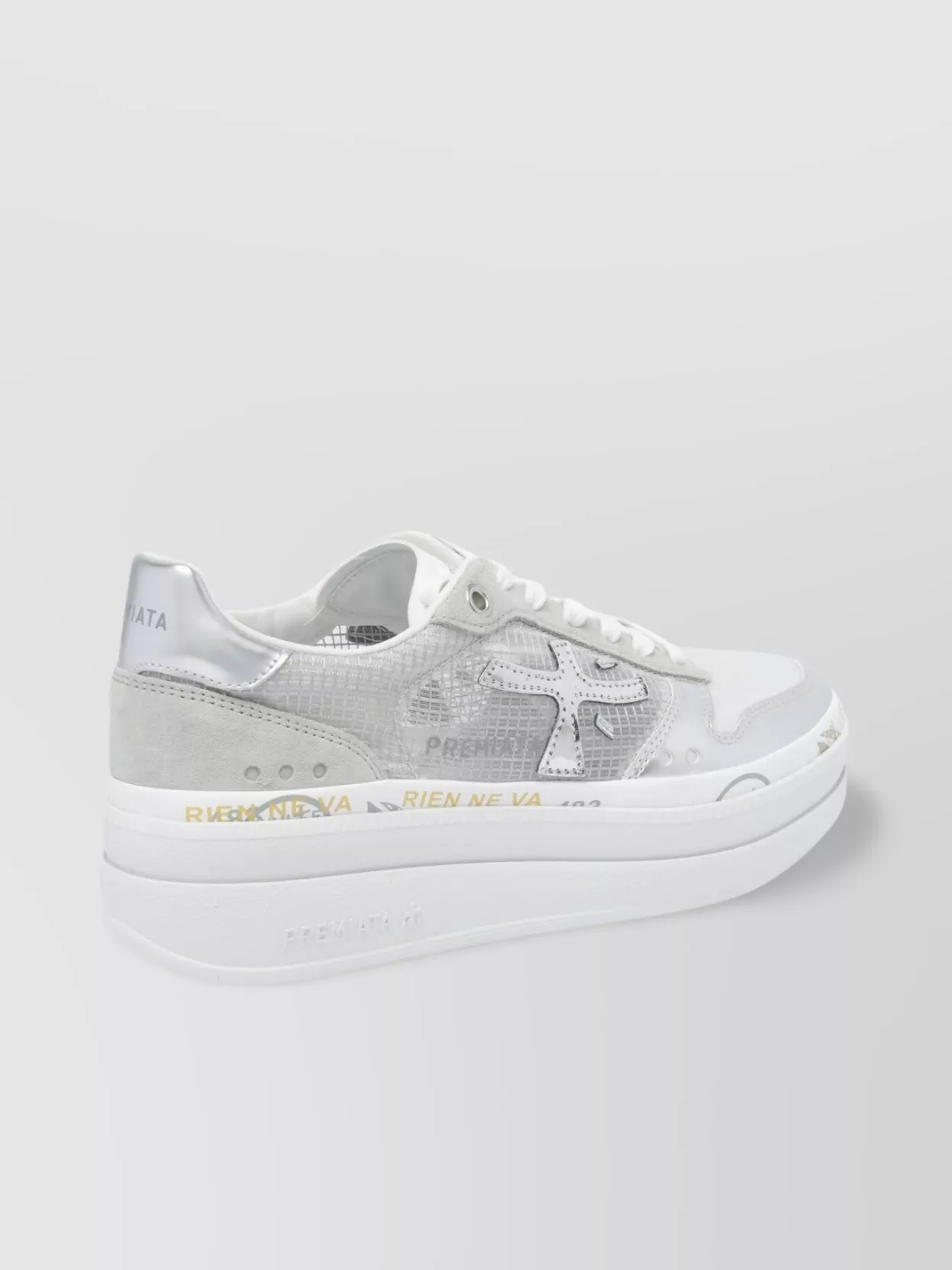 Premiata Low Top Leather Sneakers With Metallic Accents