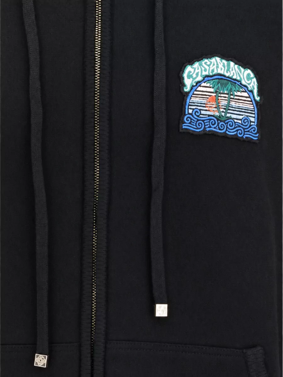 Casablanca Merino Wool Hooded Zip Jacket