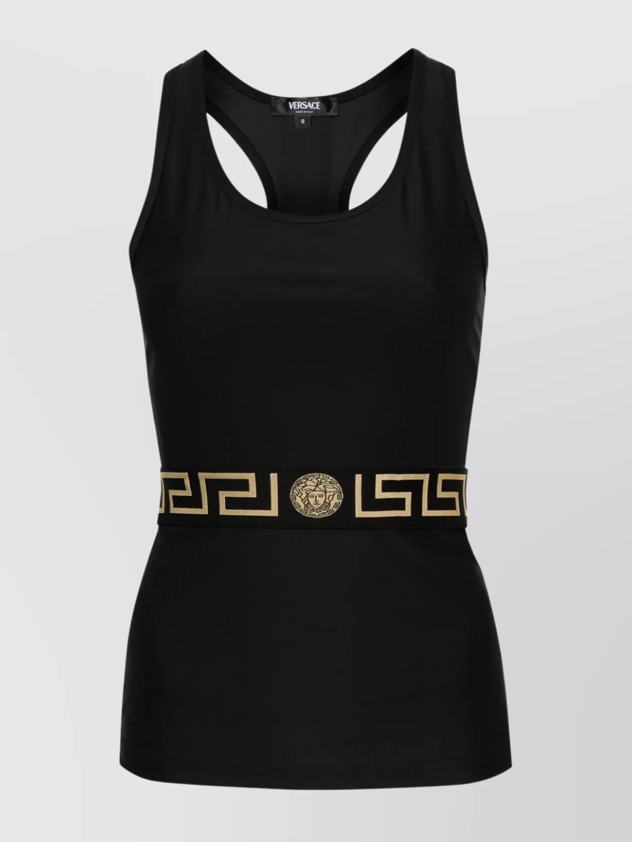 Shop Versace Logo Elastic Tank Top With Pleated Skirt