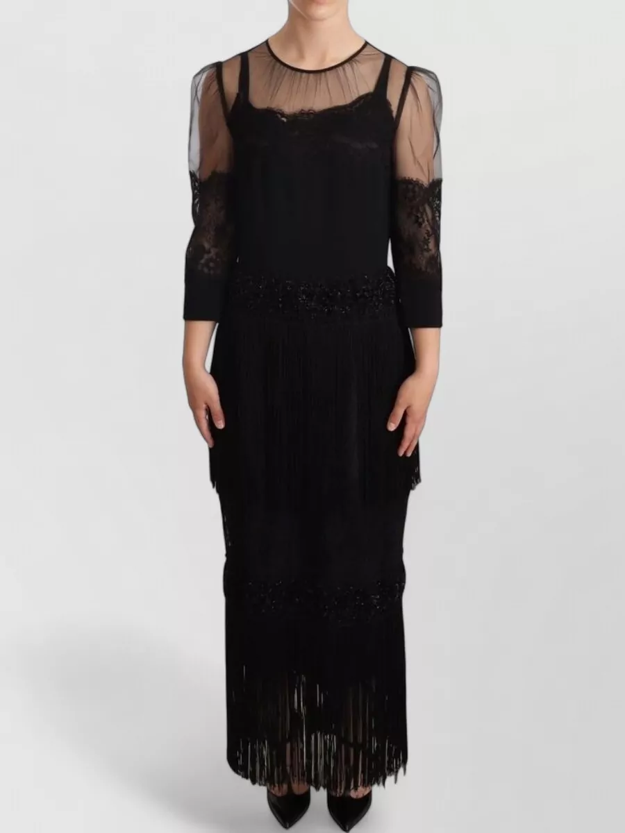 Dolce&Gabbana sheer floral lace crystal-embellished maxi dress