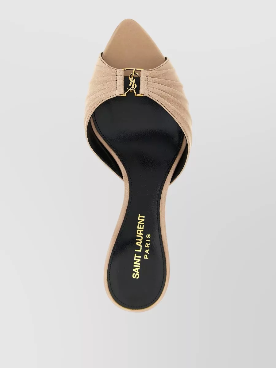 Saint Laurent Leather Babylone Peep-Toe Stiletto Mules