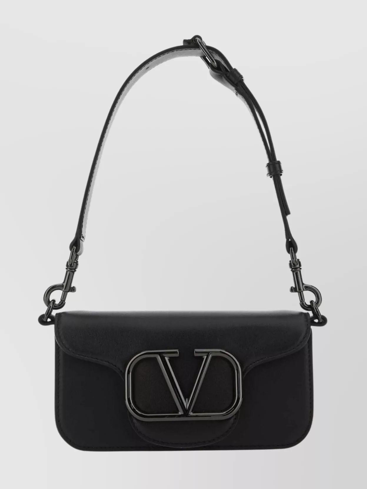 Shop Valentino Leather Shoulder Bag With Adjustable Strap And Chain Detail