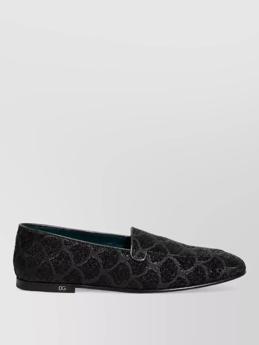 Dolce&Gabbana Leather Glitter Brocade Loafers