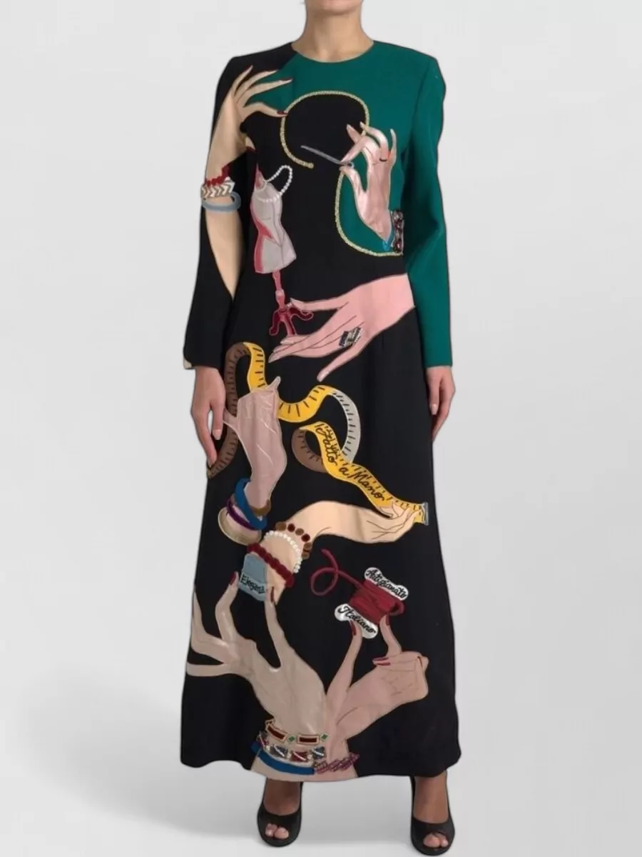 Dolce&Gabbana wool embroidered long-sleeve maxi dress