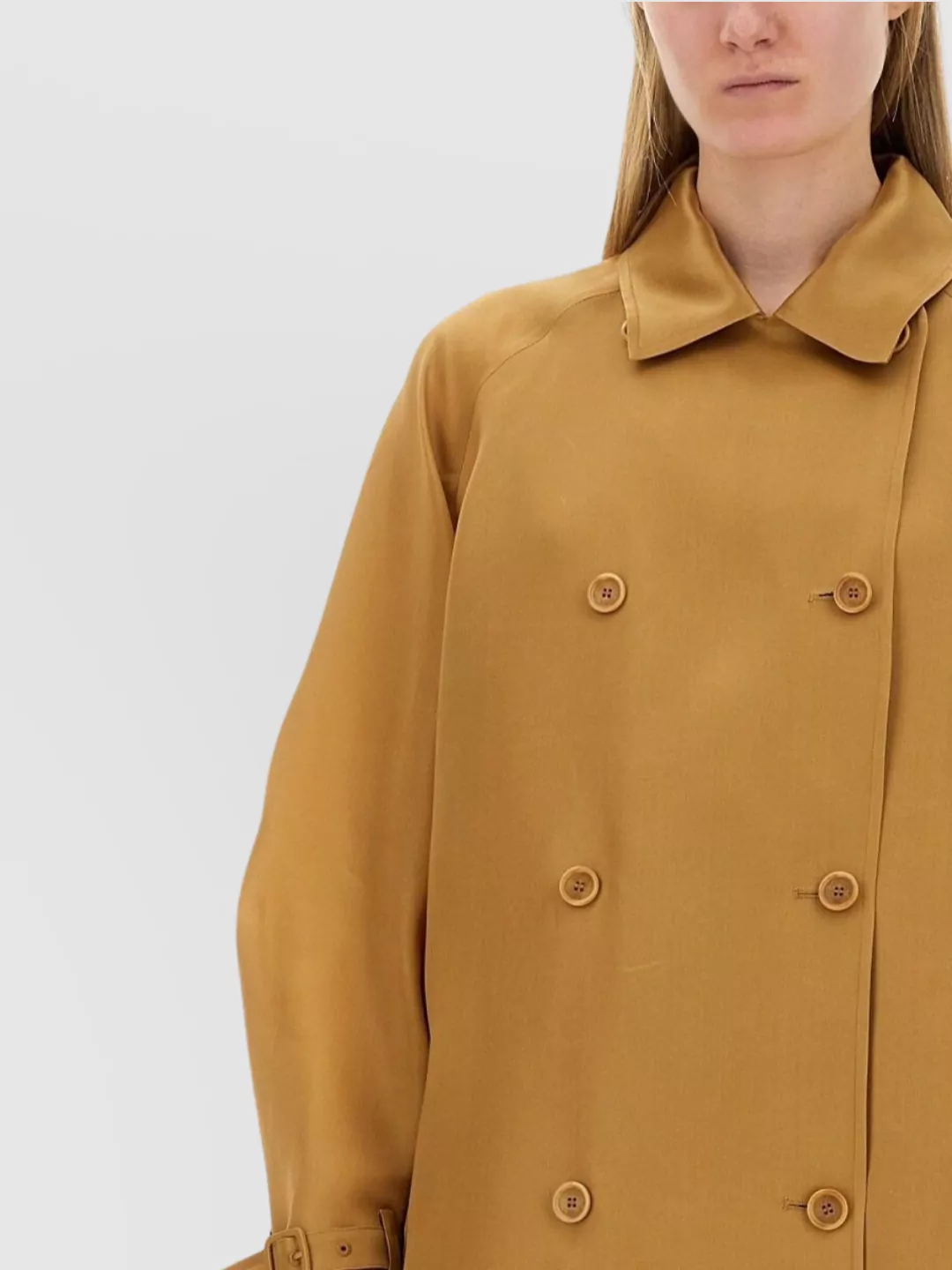 Max Mara Long Double Breasted Coat With Belted Cuffs