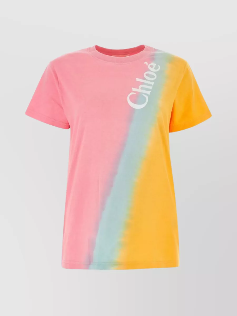 Shop Chloé Gradient Tie-dye Cotton T-shirt In Pink