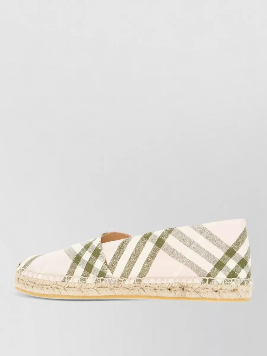 Burberry Loafers Checked Pattern Espadrille Sole Design In Neutral