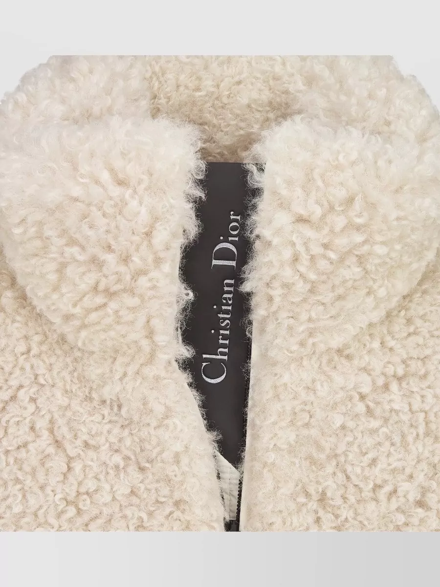 Christian Dior Coat High Collar Ribbed Sleeves Quilted Back