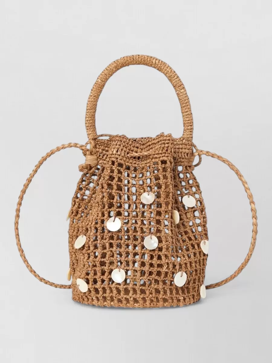 Alanui Precious Moments Raffia Bucket Bag Shells