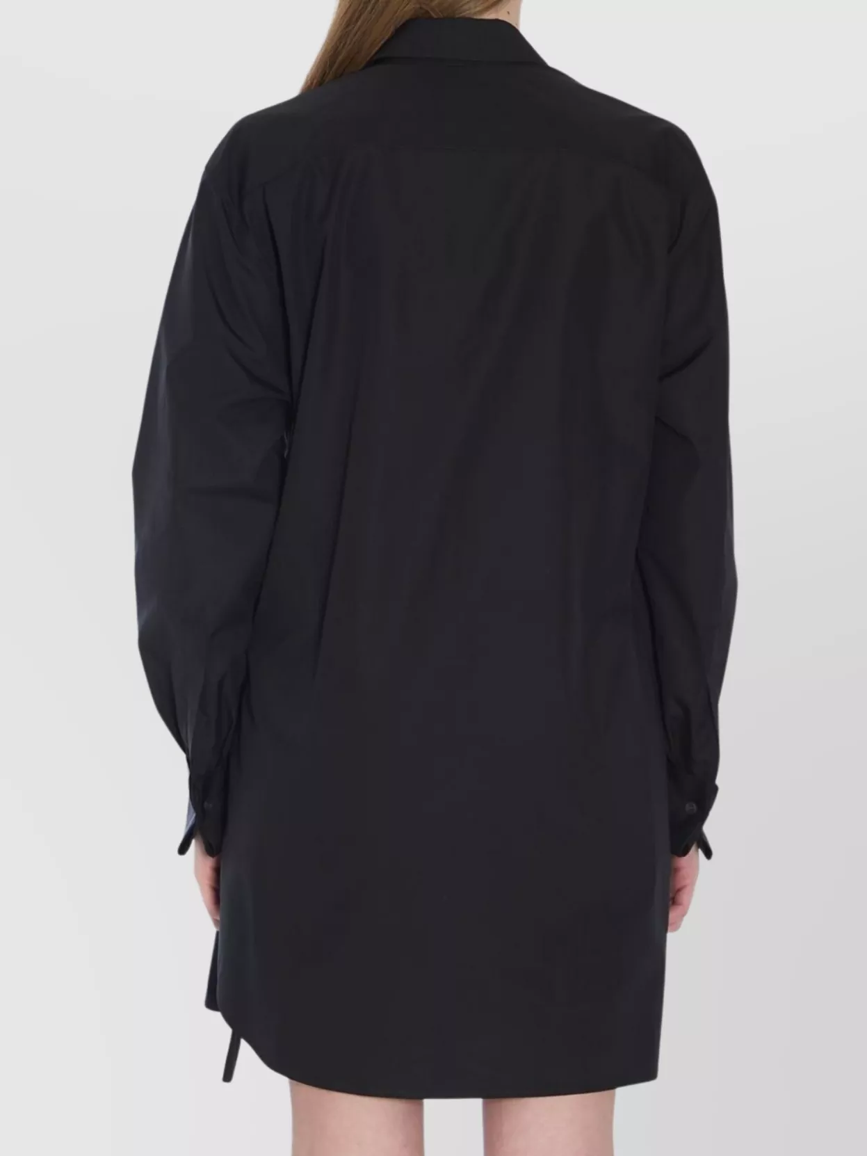 Loewe Draped Leather Trim V-Neck Mini Dress