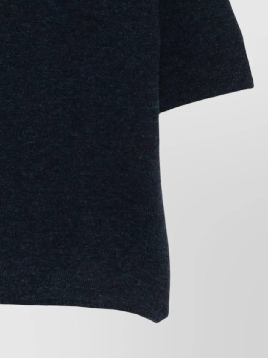 Closed Wool Crew-Neck Short-Sleeve Ribbed Sweater